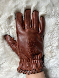 Brown Distressed Leather Gloves